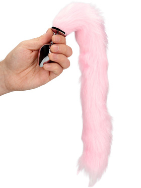 Ouch!: Light-up Fox Tail with Metal Butt Plug, rosa