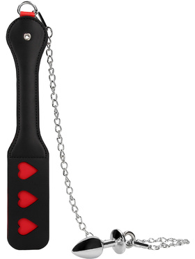 Ouch!: Hearts Paddle with Metal Anal Plug