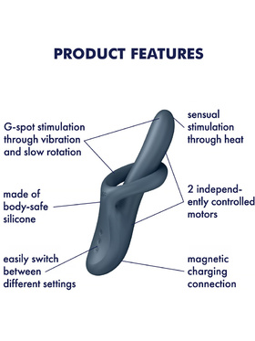 Satisfyer: Heat Flex 4, Warming Rabbit Vibrator, grå