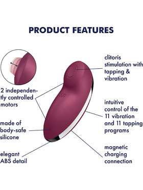 Satisfyer: Tap & Climax 2 Lay-On Vibrator, rød