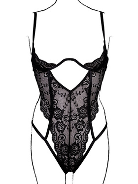 Le Désir: Lace Underwired Open Cup Bodysuit, One Size