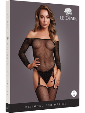 Le Désir: Shimmering Off the Shoulder Bodystocking, One Size